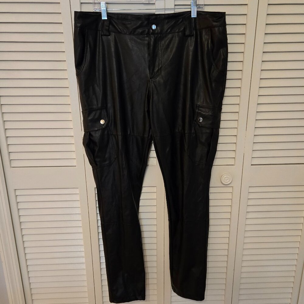 Vegan Leather Black Skinny Jeans - 38X30